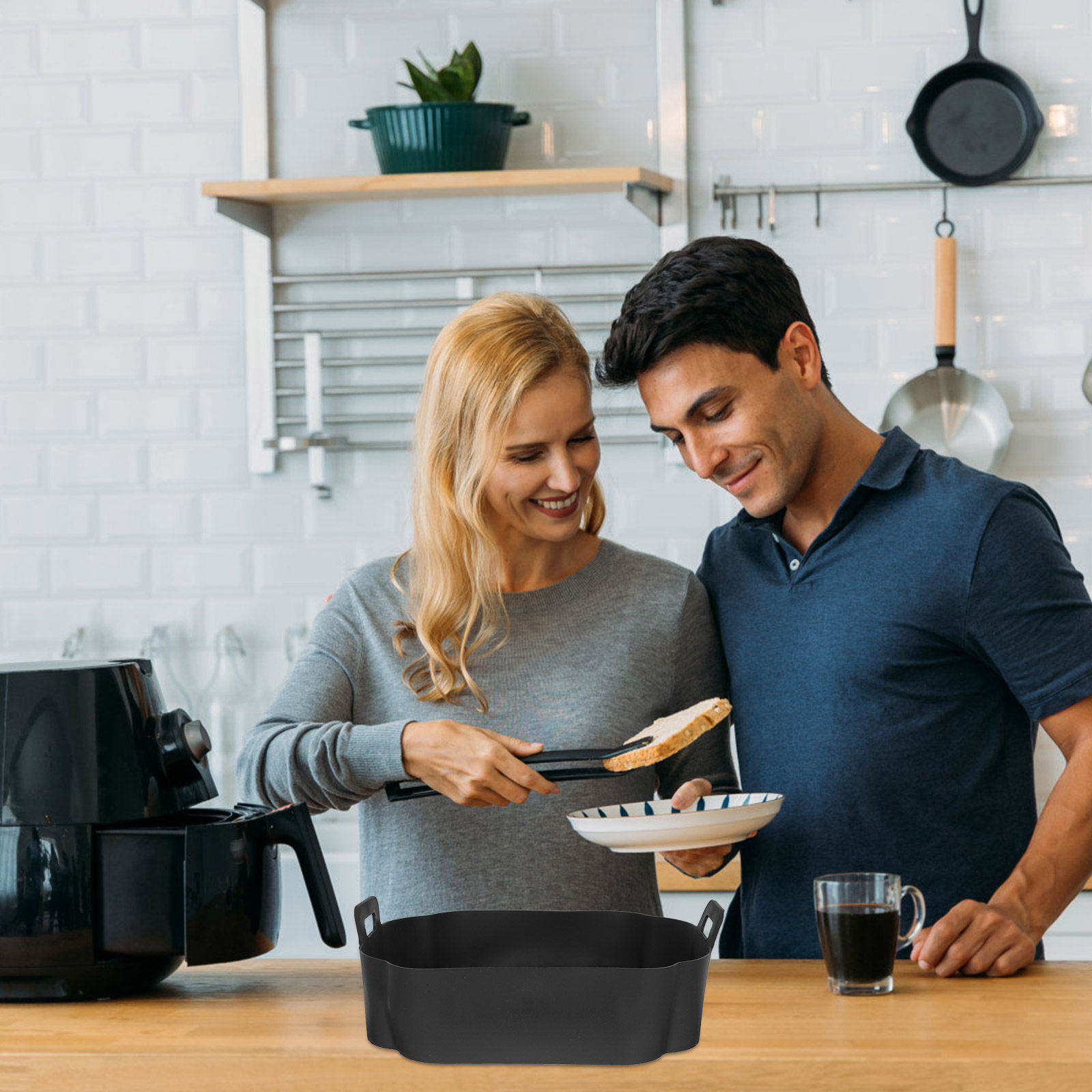 Air Fryer Silicone Pot Liner - シリコン製エアフライヤー用鍋敷き、焦げ付き防止、耐熱性、再利用可能、内側バスケット用マット、お手入れ簡単、油を使わない調理に最適なアクセサリー。